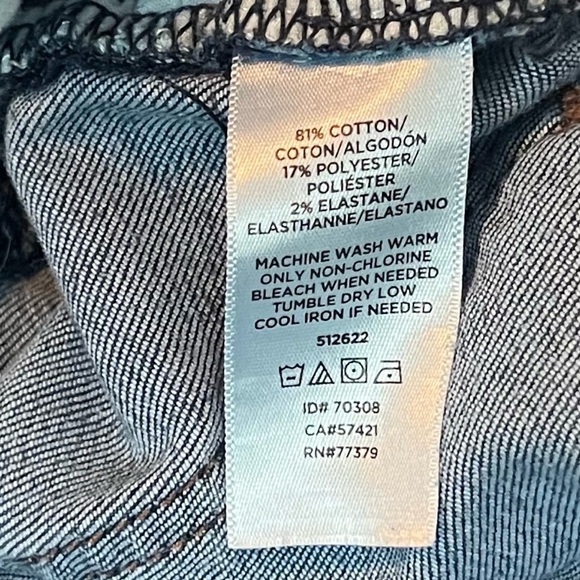 Ann Taylor Skinny Jeans Dark Wash Mid Rise Button Fly Solid Blue Stretchy Sz 6 - Picture 8 of 8